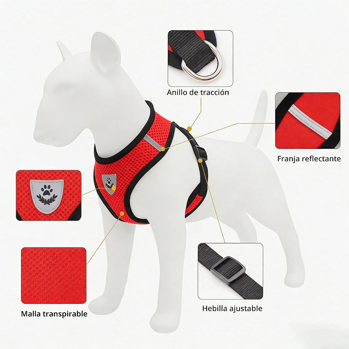 Breathable Reflective Harness for Small Dogs & Cats – Leash Included