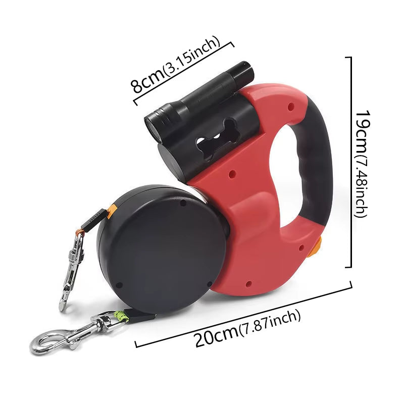 Automatic Retractable Two-End Pet Dog Leash with LED Light, 360 Swivel No Tangle for Each Adjustable Strap Auto Pet Leash Rope