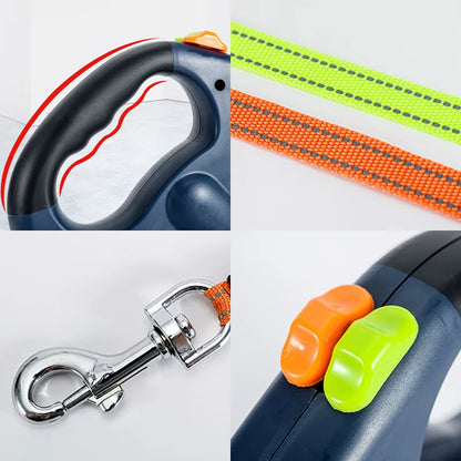 Automatic Retractable Two-End Pet Dog Leash with LED Light, 360 Swivel No Tangle for Each Adjustable Strap Auto Pet Leash Rope