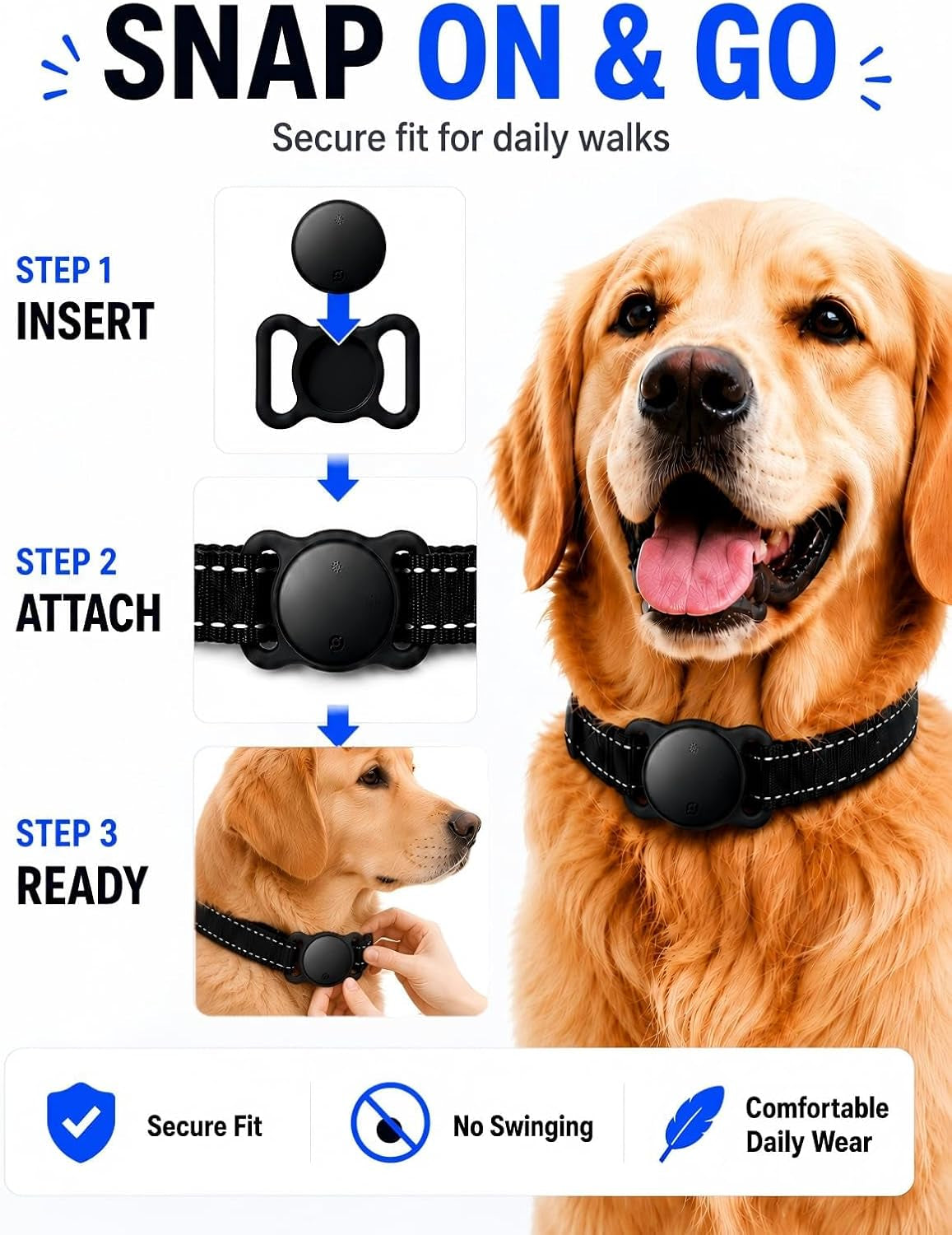 GPS Dog Tracker Collar (iOS & Android) - Smart Activity Real-Time Tracking