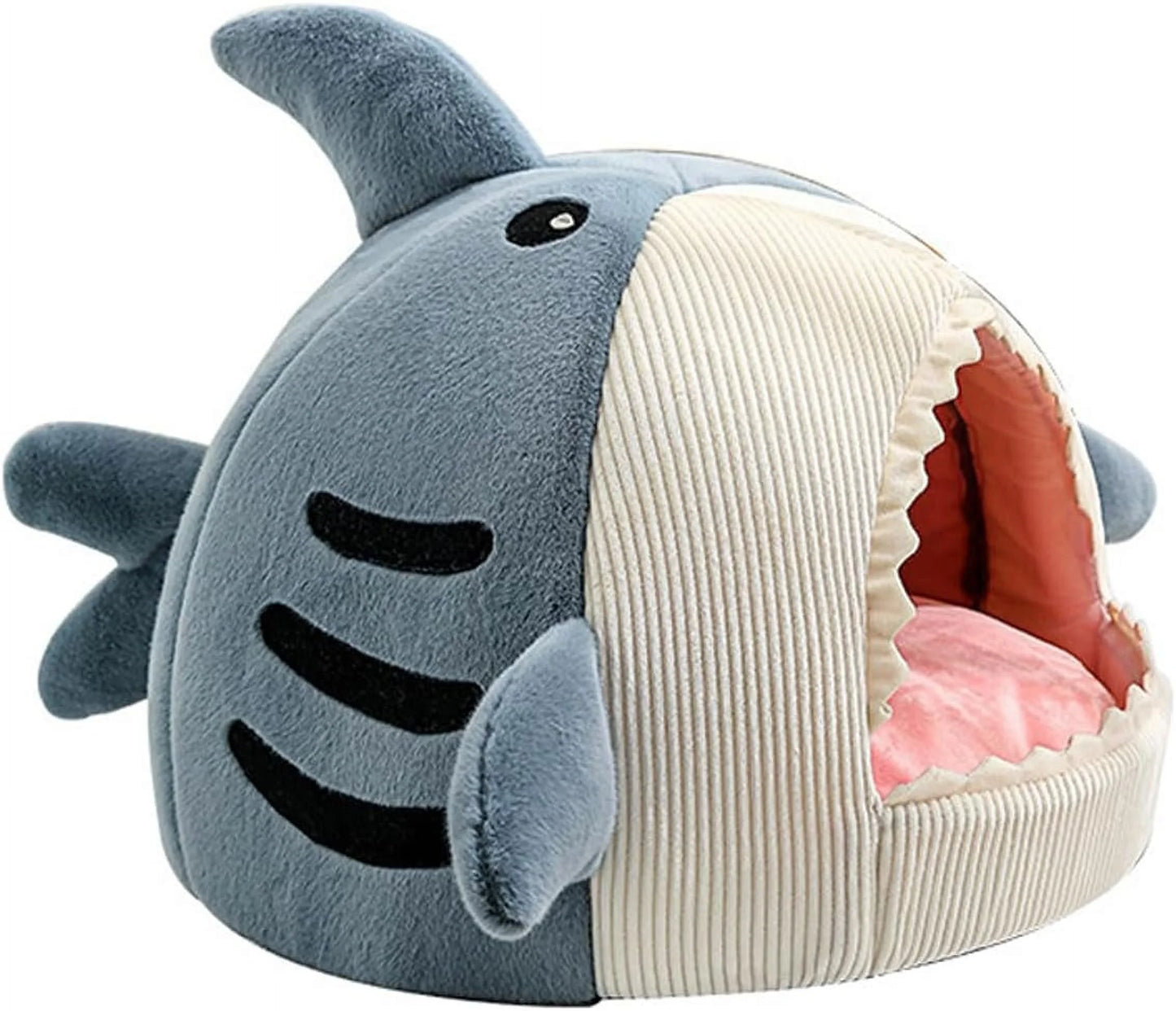Shark Shape Large Cat Bed with Removable Washable Pillow, Blue