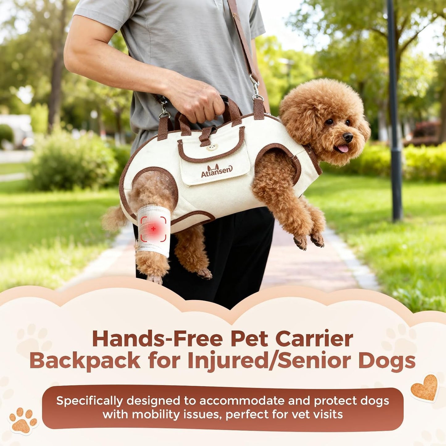 Hands Free Dog Backpack Carrier for Small Dogs Shoulder Sling Backpack | (M, 8.8-14.3Lbs), Yorkie Carrier Backpack, Dog Lift Harness, Portable Breathable Pet Carrier Backpack, for Small Animals