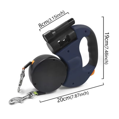 Automatic Retractable Two-End Pet Dog Leash with LED Light, 360 Swivel No Tangle for Each Adjustable Strap Auto Pet Leash Rope