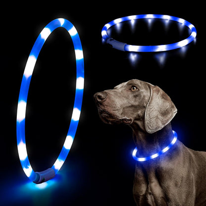 Light Up Dog Collars, USB Rechargeable LED Dog Collar, TPU Cuttable Dog Glow Collar, High Visibility Puppy Collar Safety Dog Lights for Night Walking(Green)