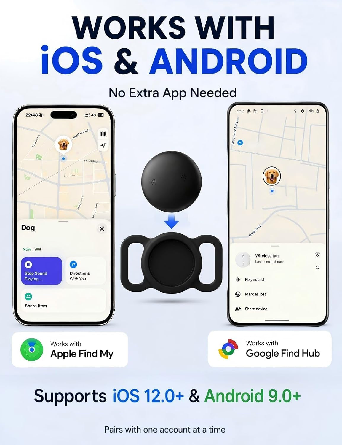 GPS Dog Tracker Collar (iOS & Android) - Smart Activity Real-Time Tracking
