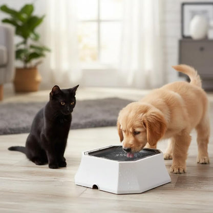 No-spill water bowl for dogs – anti-splash floating disk and non-slip base