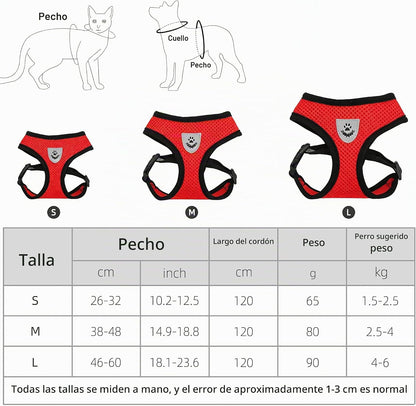 Breathable Reflective Harness for Small Dogs & Cats – Leash Included
