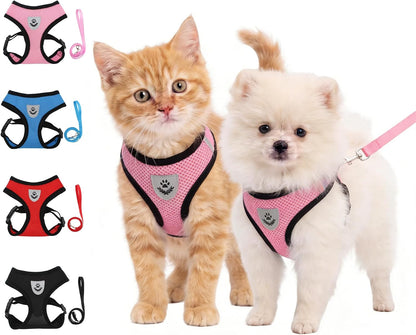 Breathable Reflective Harness for Small Dogs & Cats – Leash Included