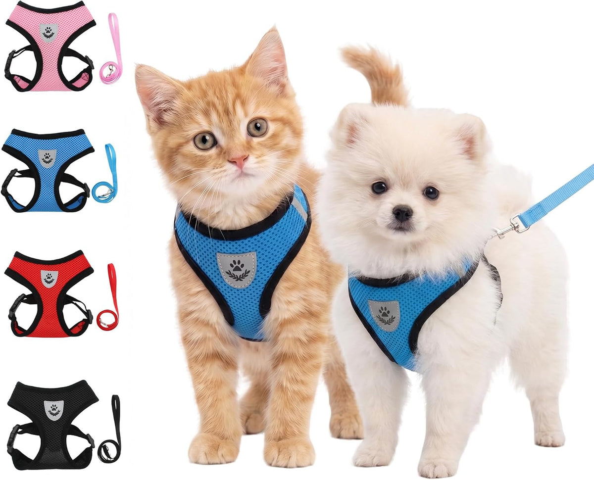 Breathable Reflective Harness for Small Dogs & Cats – Leash Included
