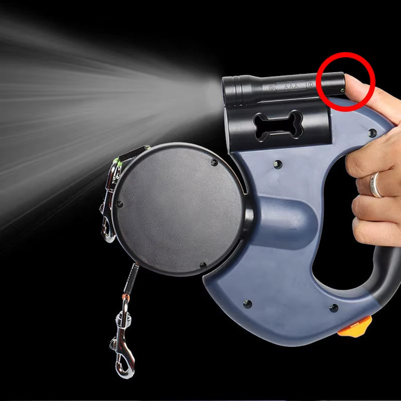 Automatic Retractable Two-End Pet Dog Leash with LED Light, 360 Swivel No Tangle for Each Adjustable Strap Auto Pet Leash Rope