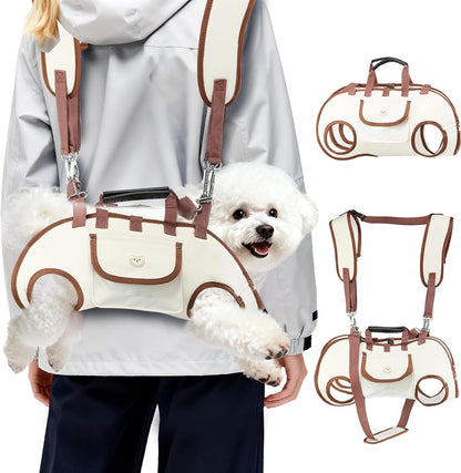 Hands Free Dog Backpack Carrier for Small Dogs Shoulder Sling Backpack | (M, 8.8-14.3Lbs), Yorkie Carrier Backpack, Dog Lift Harness, Portable Breathable Pet Carrier Backpack, for Small Animals