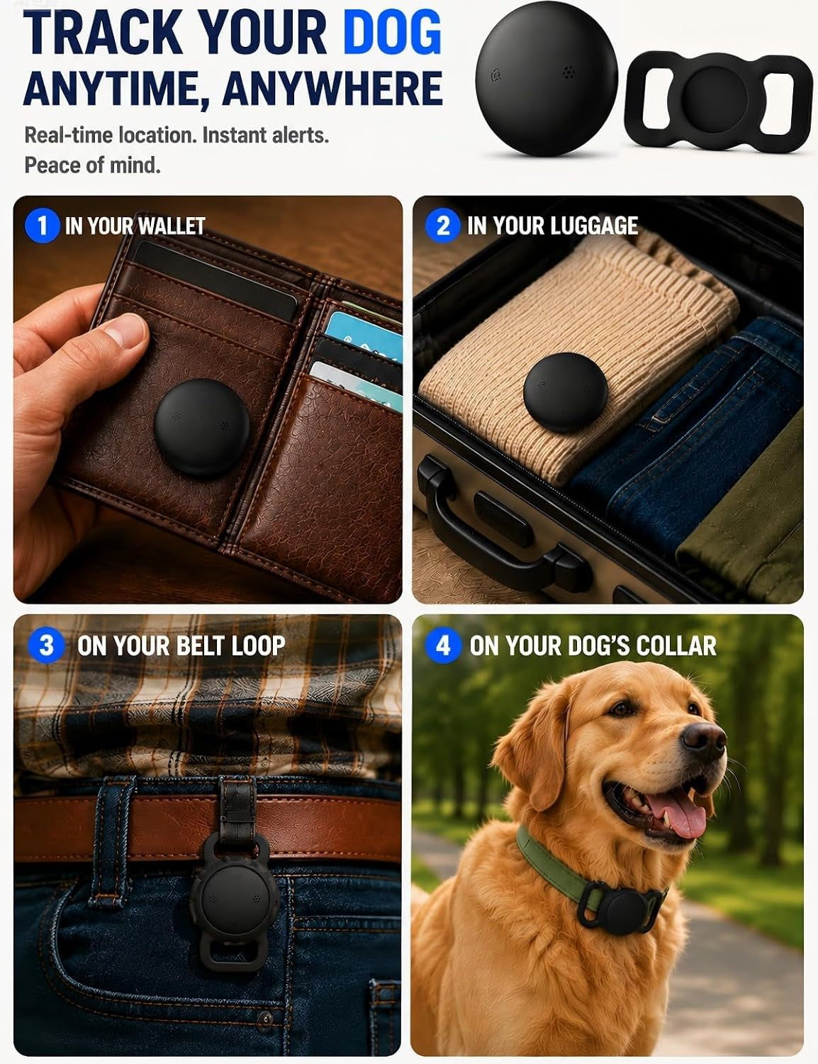 GPS Dog Tracker Collar (iOS & Android) - Smart Activity Real-Time Tracking