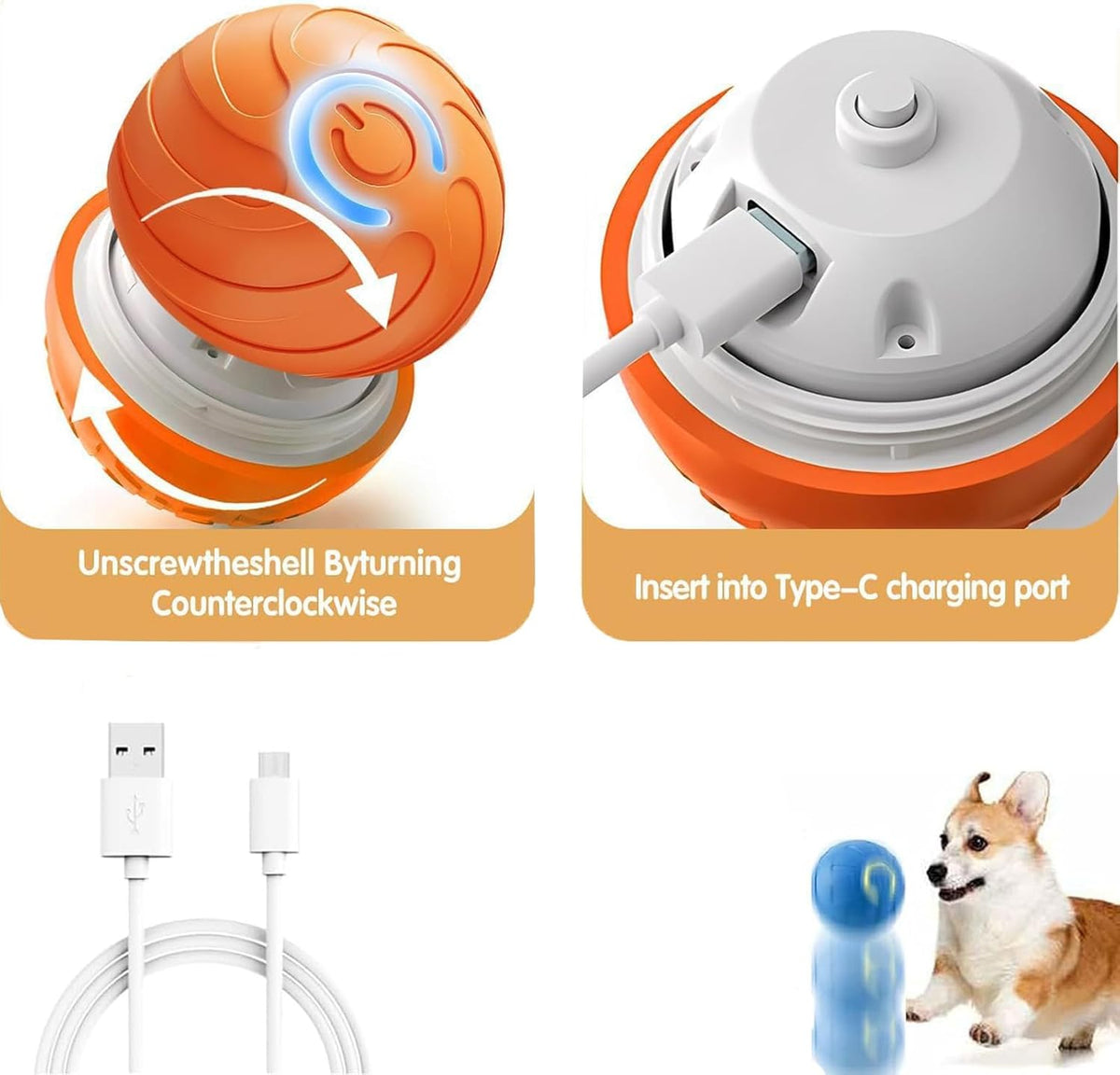 Smart Jumping Ball Toy for Dogs, Duraspin Dog Bouncing Ball, Interactive Bouncing Toys for Puppy Toys （2Pack-Orange & Bule）