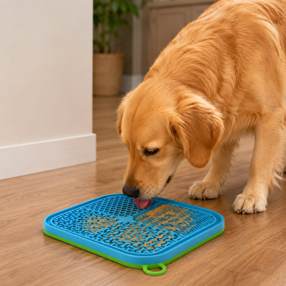 Slow feeding lick mat for dogs – silicone anxiety relief pad with suction cups
