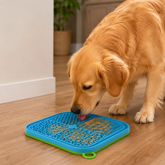 Slow feeding lick mat for dogs – silicone anxiety relief pad with suction cups