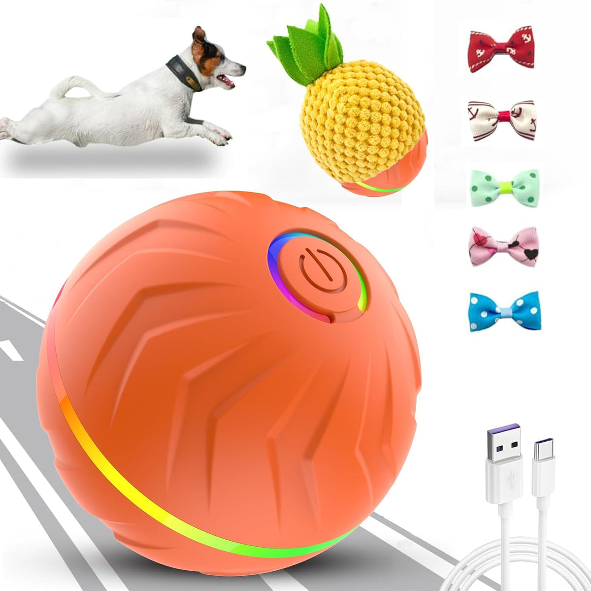 Smart Jumping Ball Toy for Dogs, Duraspin Dog Bouncing Ball, Interactive Bouncing Toys for Puppy Toys （2Pack-Orange & Bule）