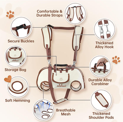 Hands Free Dog Backpack Carrier for Small Dogs Shoulder Sling Backpack | (M, 8.8-14.3Lbs), Yorkie Carrier Backpack, Dog Lift Harness, Portable Breathable Pet Carrier Backpack, for Small Animals