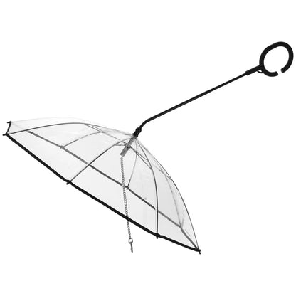 Dog Umbrella with Chain Leash& C-Shape Handle, Bendable Bar Angle Adjustable Walking Umbrella for Small Dogs Pet