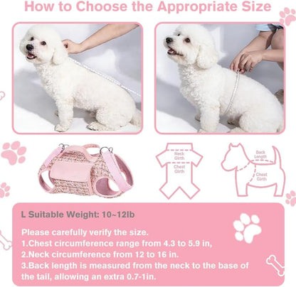 Dog Lift Harness Backpack for Small Dogs Cats, Adjustable Straps Dog Sling Carrier Full Body for Hiking, Travel, Outdoor – Pink Large